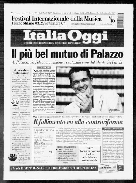 Italia oggi : quotidiano di economia finanza e politica